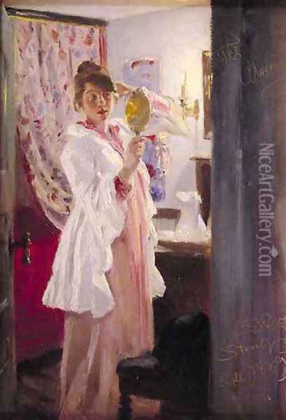 Marie en el espejo Oil Painting - Peder Severin Kroyer