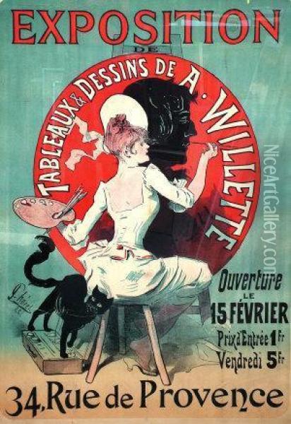 Exposition De Tableaux & Dessins De A Willette Oil Painting - Jules Cheret