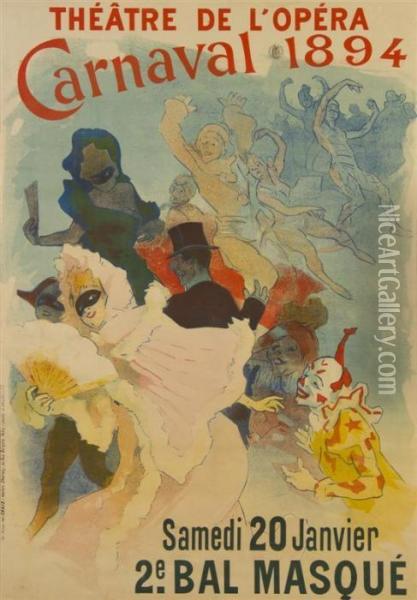 Theatre De L'opera/carnaval Oil Painting - Jules Cheret