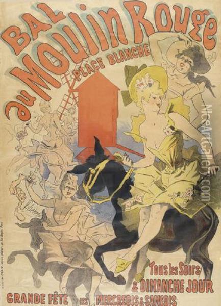 Bal Au Moulin Rouge Oil Painting - Jules Cheret