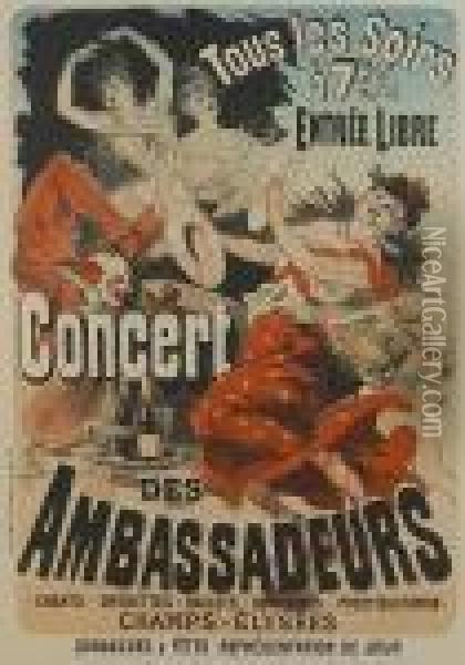 Concert Des Ambassadeurs, From Les Maitresde L'affiche Oil Painting - Jules Cheret