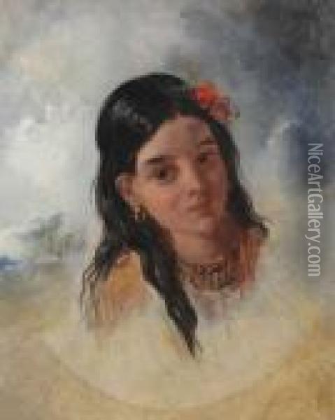 'study Of An Indian Girl' Oil Painting - George Chinnery
