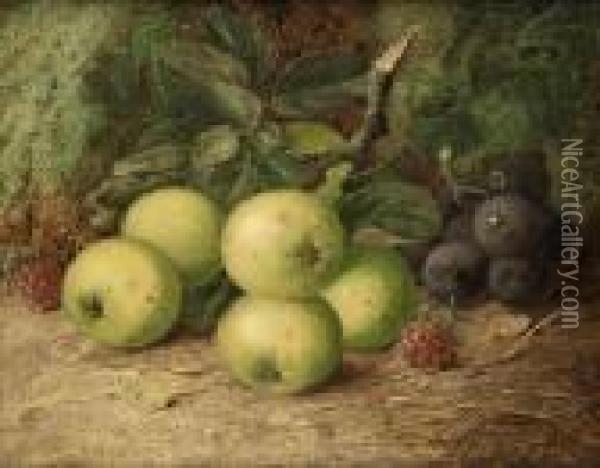 Still Life With Apples, Grapes And Raspberries Oil Painting - Vincent Clare