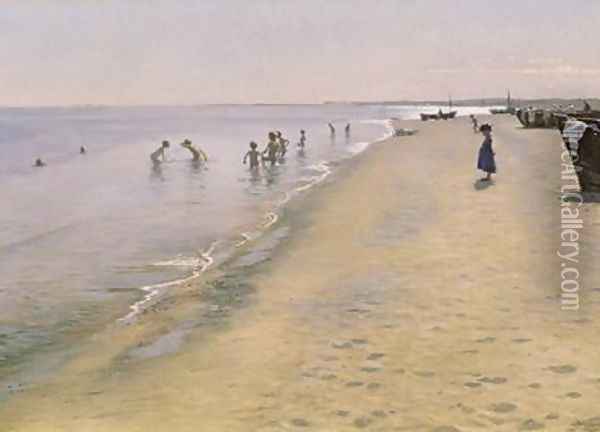 Summer Day at the South Beach of Skagen Oil Painting - Peder Severin Kroyer