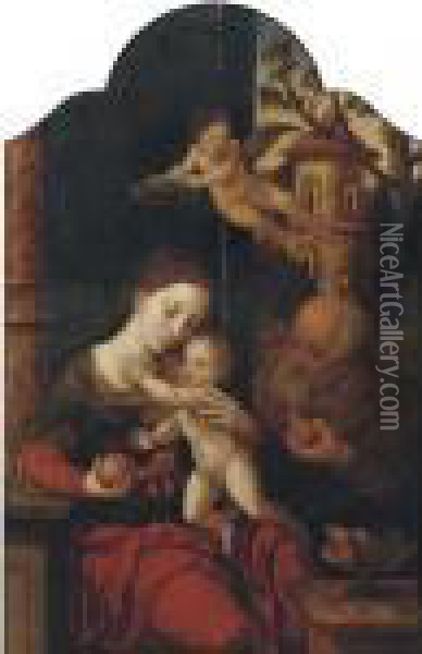 The Holy Family Oil Painting - Pieter Coecke Van Aelst