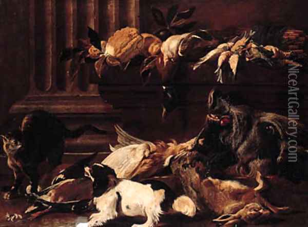 A boar's head Oil Painting - Jacob van der (Giacomo da Castello) Kerckhoven