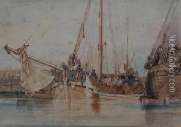 Shipping In Harbour Oil Painting - Edward William Cooke