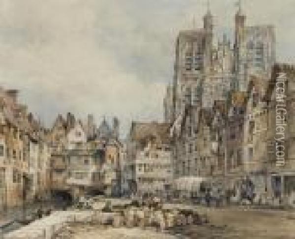 Abbeville, France. Oil Painting - Edward William Cooke
