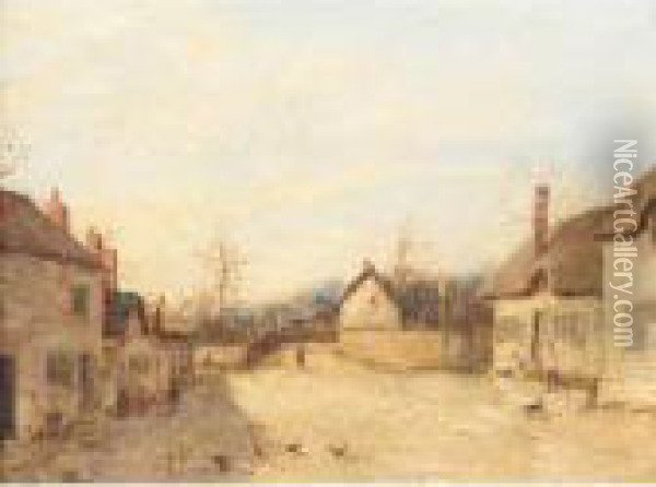A Village Street Oil Painting - Edward William Cooke