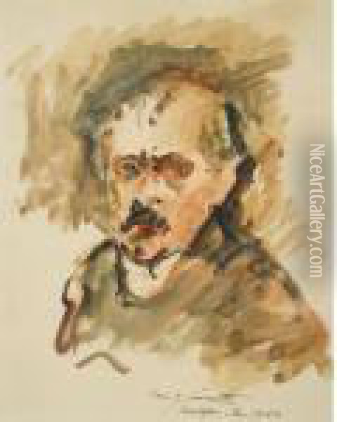 Selbstbildnis Mit Schnurrbart (self-portrait With Moustache) Oil Painting - Lovis (Franz Heinrich Louis) Corinth
