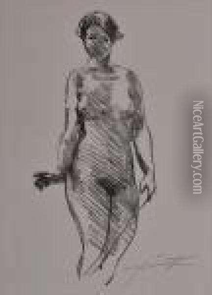 Two Nude Female Studies Oil Painting - Lovis (Franz Heinrich Louis) Corinth