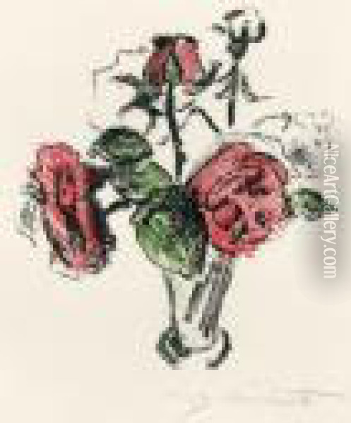 Rosen In Einem Wasserglas Oil Painting - Lovis (Franz Heinrich Louis) Corinth