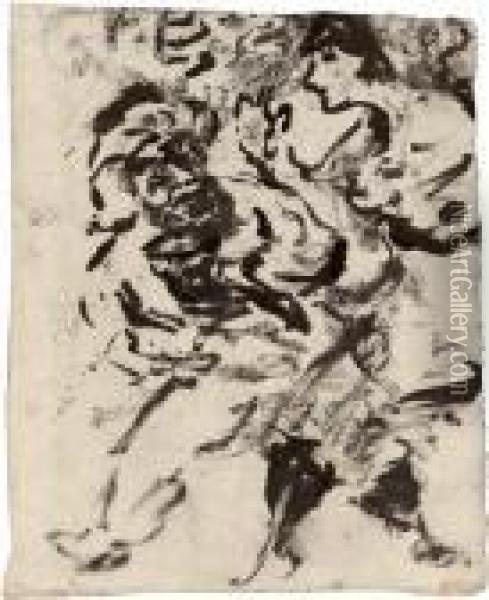 Bartiger Mann Und Junge Frau Oil Painting - Lovis (Franz Heinrich Louis) Corinth