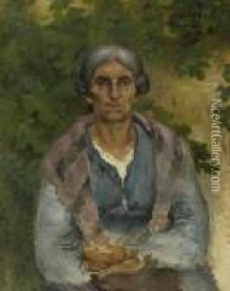 Old Italian Woman. 1883. Oil Painting - Lovis (Franz Heinrich Louis) Corinth