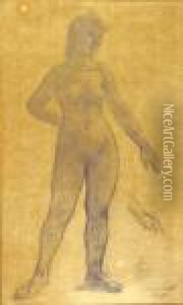 Stehender Weiblicher Akt Von Vorn In Ganzer Figur Oil Painting - Lovis (Franz Heinrich Louis) Corinth