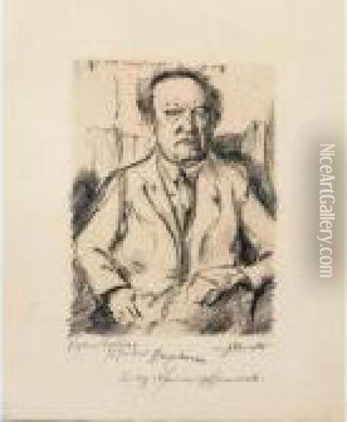 A Portrait Of Gerhart Hauptmann Oil Painting - Lovis (Franz Heinrich Louis) Corinth