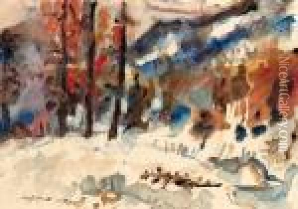 Walchensee Im Winter, Blick Auf Wetterstein Oil Painting - Lovis (Franz Heinrich Louis) Corinth