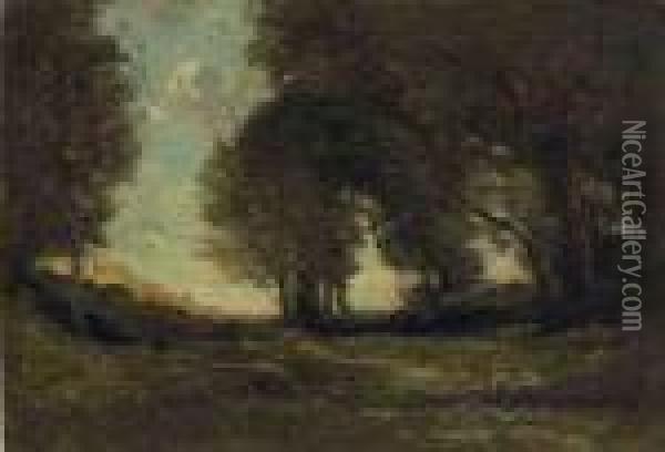 Crete Boisee Oil Painting - Jean-Baptiste-Camille Corot