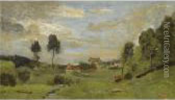 Un Village Du Nord Oil Painting - Jean-Baptiste-Camille Corot