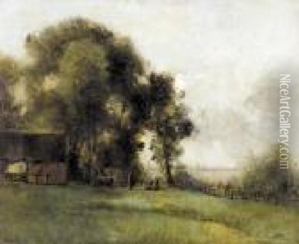 Sommerliche Landschaft. Oil Painting - Jean-Baptiste-Camille Corot