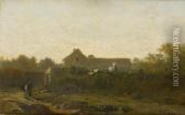 A Country Landscape Oil Painting - Jean-Baptiste-Camille Corot