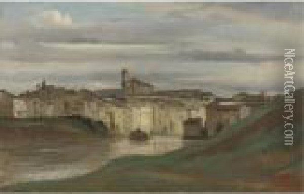 Les Bords Du Tibre Dans Rome Oil Painting - Jean-Baptiste-Camille Corot