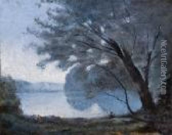 Paisaje Con Lago Oil Painting - Jean-Baptiste-Camille Corot