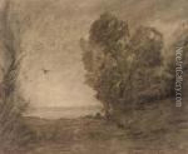 L'oiseau Du Soir Oil Painting - Jean-Baptiste-Camille Corot