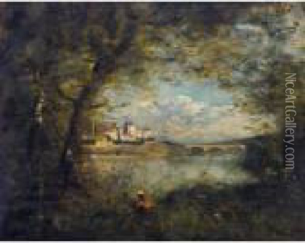 Souvenir Du Pont De Mantes Oil Painting - Jean-Baptiste-Camille Corot