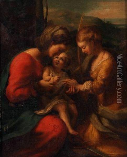 The Mystic Marriage Of St Catherine Oil Painting - Correggio, (Antonio Allegri)