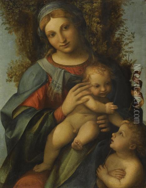 Madonna And Child With The Infant Saint John The Baptist Oil Painting - Correggio, (Antonio Allegri)