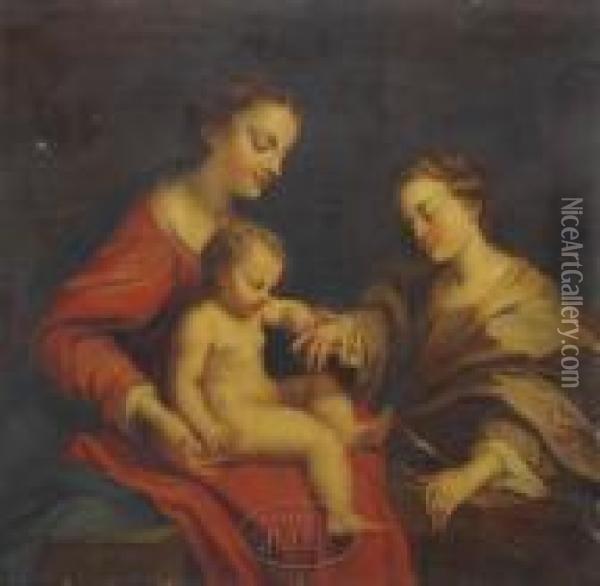 The Mystic Marriage Of St. Catherine Oil Painting - Correggio, (Antonio Allegri)