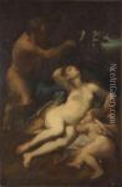 Venus Et Cupidon Endormis Surpris Par Un Satyre Ou Jupiter Et Antiope Oil Painting - Correggio, (Antonio Allegri)