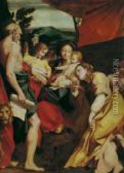 Madonna Mit Kind, Dem Hl.hieronymus Und Maria Magdalena Oil Painting - Correggio, (Antonio Allegri)