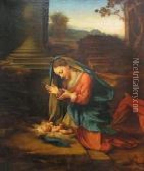 Madonna Che Adora Il Bambino Oil Painting - Correggio, (Antonio Allegri)