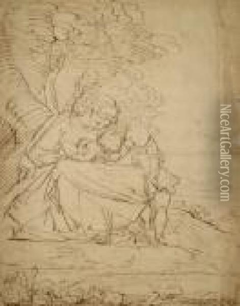 The Madonna And Child With St John Oil Painting - Correggio, (Antonio Allegri)