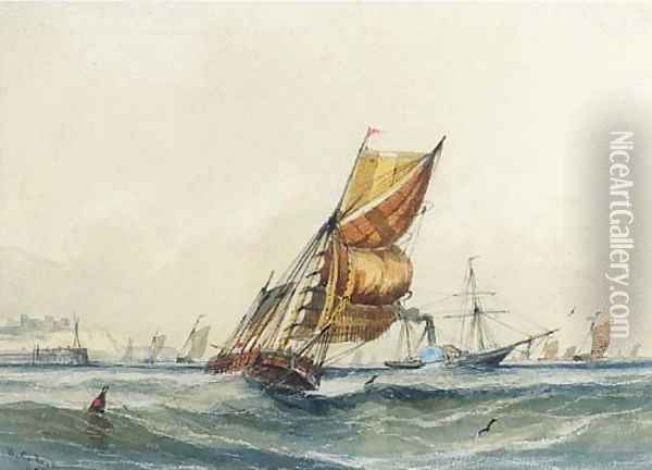 The Channel packet running out of Dover Oil Painting - William Calcott Knell