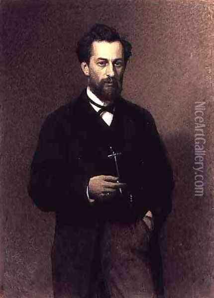 Portrait of Mikhail Konstantinovich Klodt 1832-1902 Oil Painting - Mikhail Konstantinovich Klodt