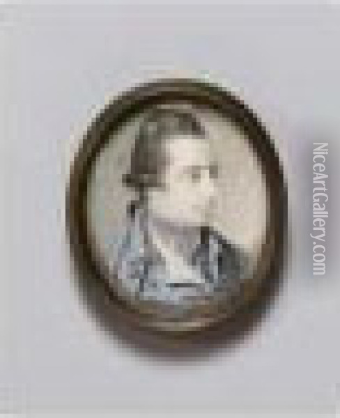A Miniature Of A Gentleman Traditionally Identified As Joseph Wright Of Derby Oil Painting - Richard Cosway