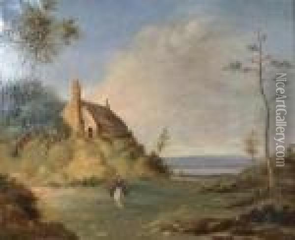 A Cottage By The Lake Oil Painting - John Sell Cotman