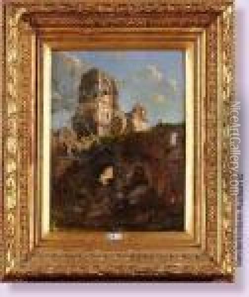 Ruines D'une Basilique Romane Animees Oil Painting - Gustave Courbet