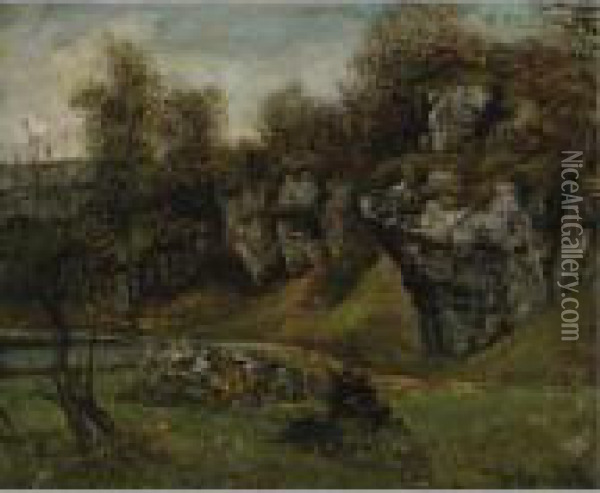 Cliffs Of Gruyere, Switzerland Oil Painting - Gustave Courbet
