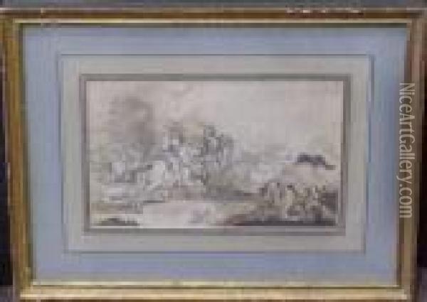 Battle Scene Oil Painting - Jacques Courtois Le Bourguignon