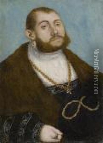Portrait Ofjohann Friedrich The Magnanimous, Elector Of Saxony Oil Painting - Lucas The Elder Cranach