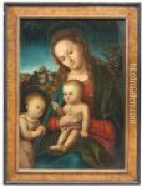 The Elder . The Madonna And Child With Young St John The Baptist Oil Painting - Lucas The Elder Cranach