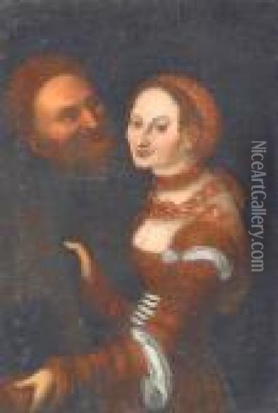 The Odd Couple Oil Painting - Lucas The Elder Cranach