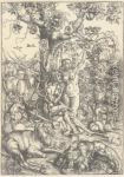 Adam And Eve In Paradise Oil Painting - Lucas The Elder Cranach