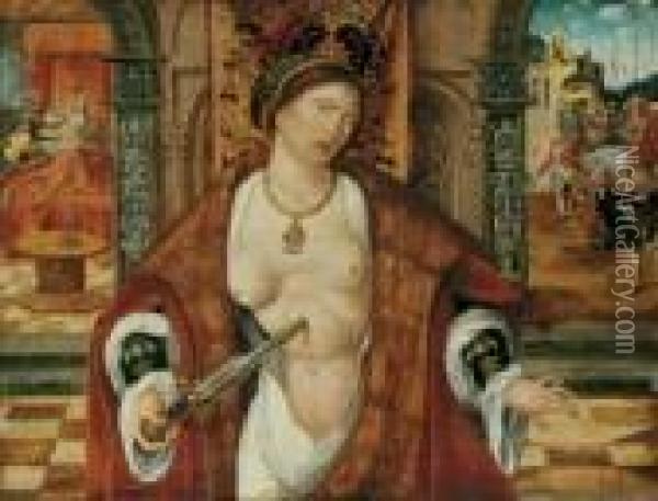 A, Sich Selbst Entleibend. Ol Auf Holz . H 45; B 58 Cm Oil Painting - Lucas The Elder Cranach