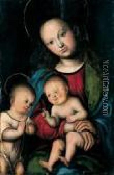Madonna Mit Kind Und Dem Johannesknaben. Oil Painting - Lucas The Elder Cranach