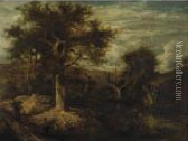 Landscape With Traveler Oil Painting - John Crome